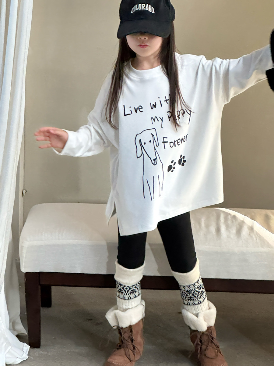 開衩狗狗長袖上衣