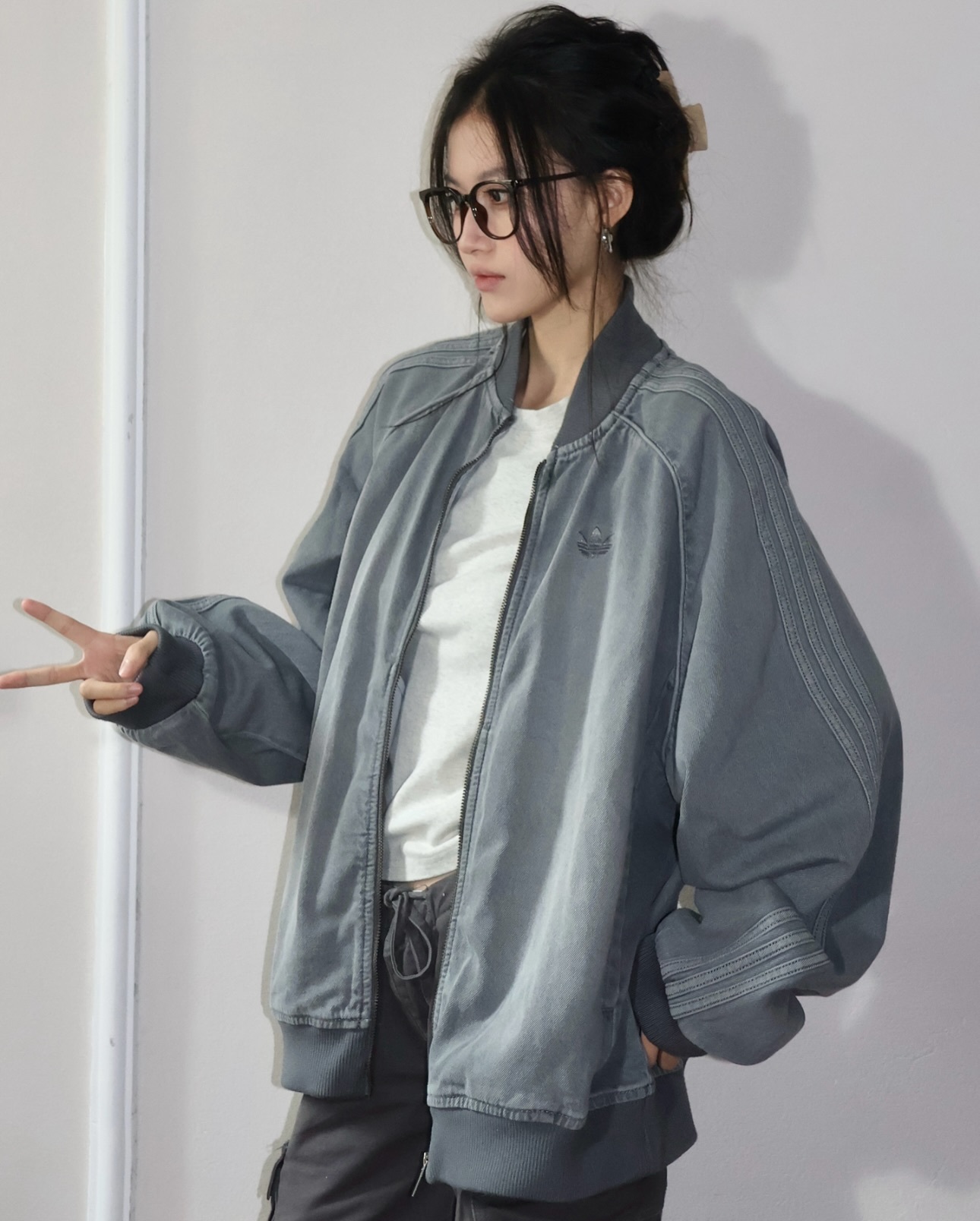 ADIDAS ORIGINALS Denim Black Wash JACKET 外套 水泥灰