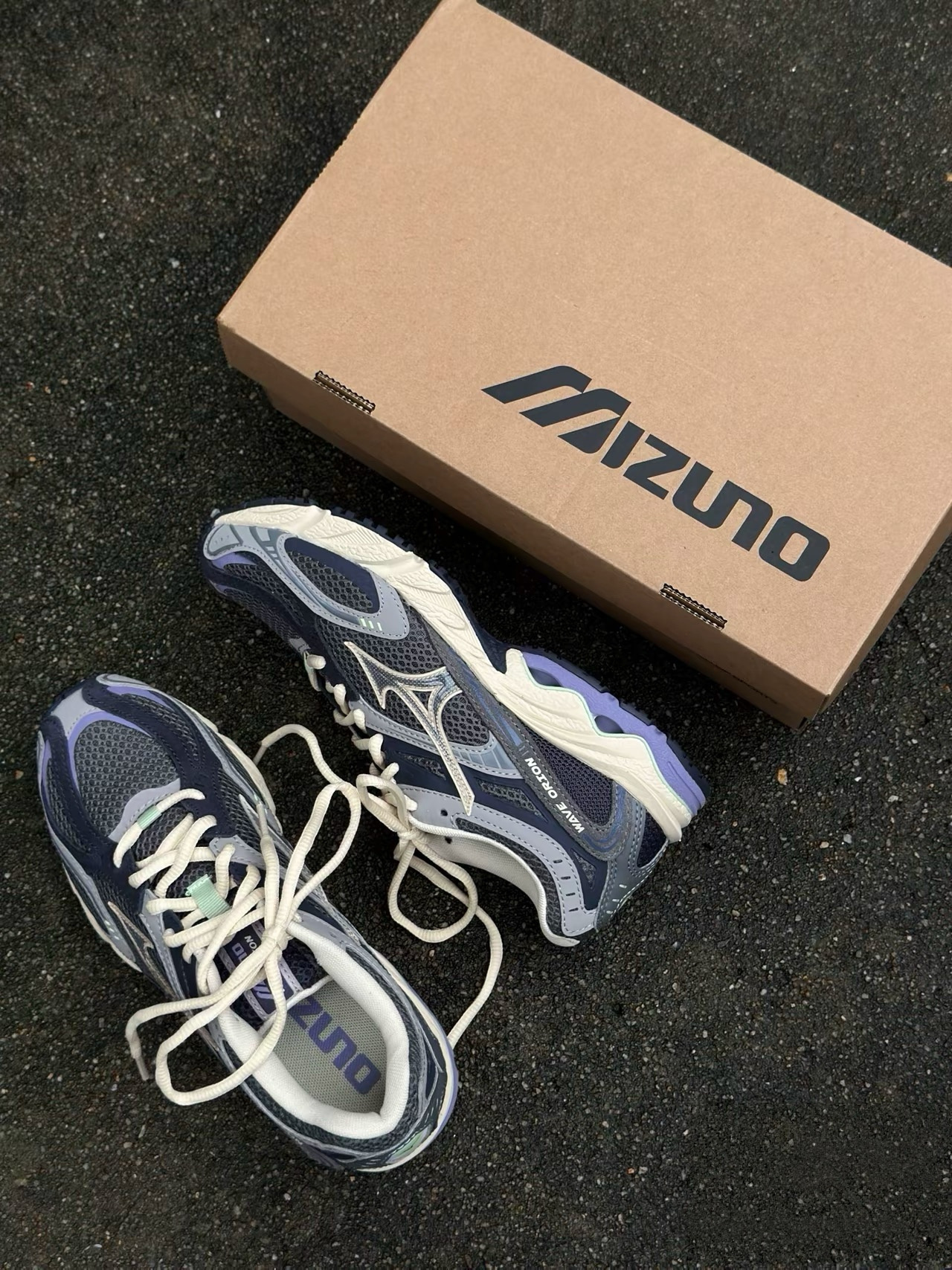 Mizuno Wave Orion 復古慢跑 厚底增高 防滑耐磨藍黑色 D1GH232107
