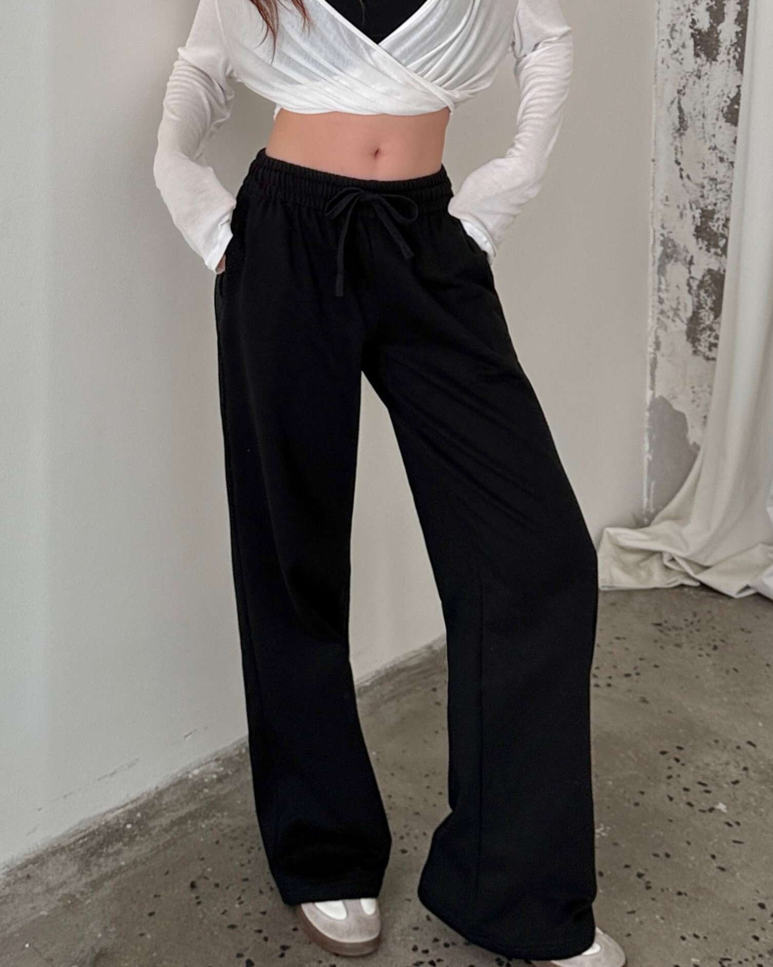 LOOSE厚款鬆緊綁帶棉褲