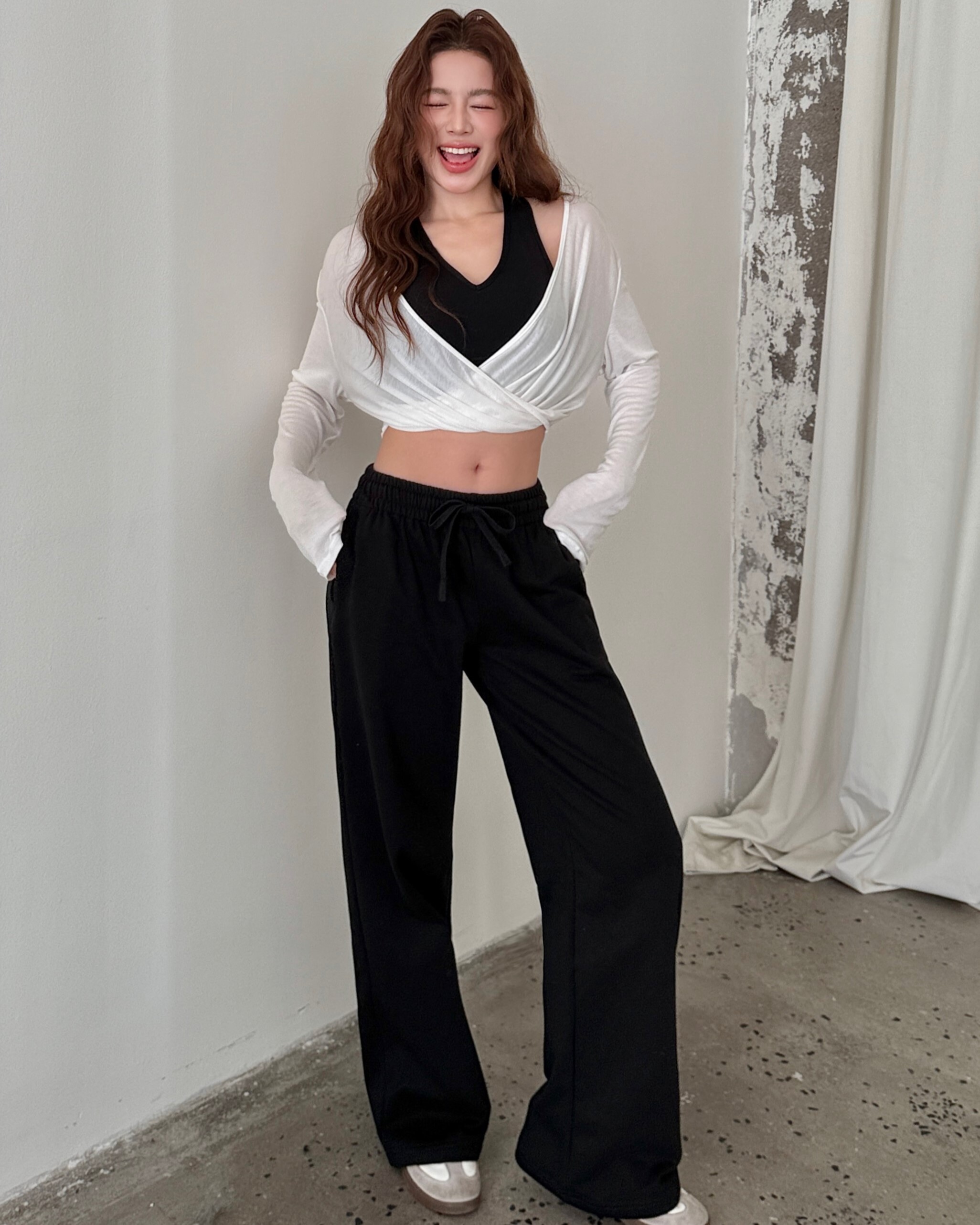 LOOSE厚款鬆緊綁帶棉褲