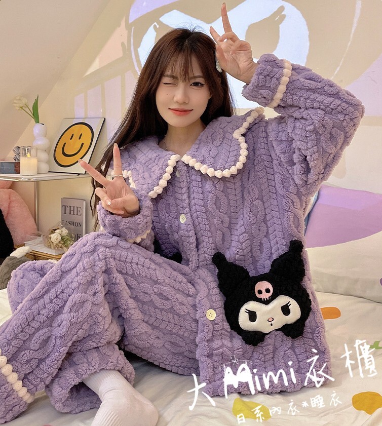 🔥暖呼呼系列-酷洛米荷葉領法蘭絨睡衣