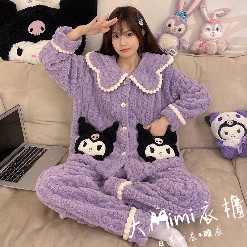 🔥暖呼呼系列-酷洛米荷葉領法蘭絨睡衣