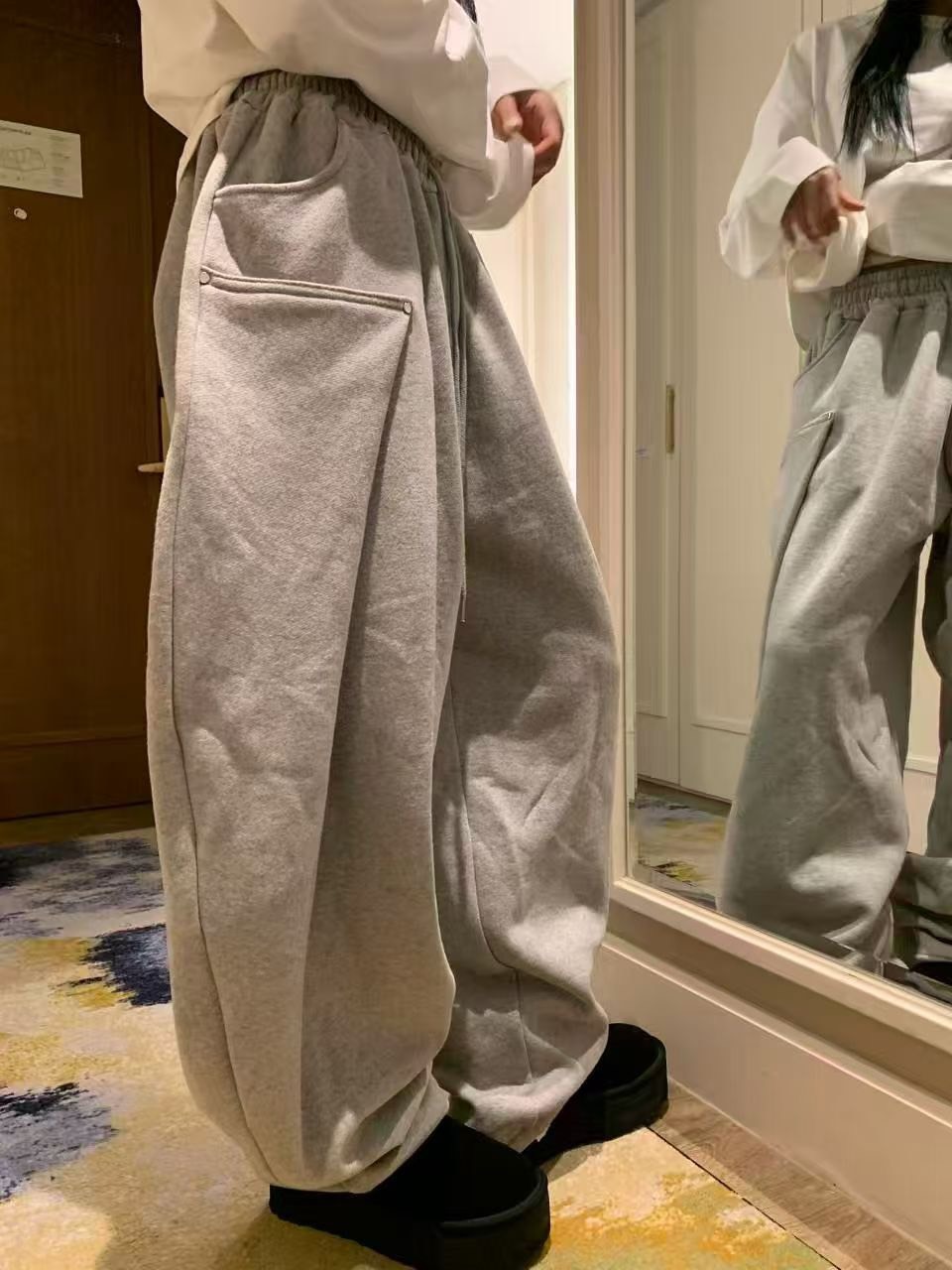 彎刀內加絨個性長褲