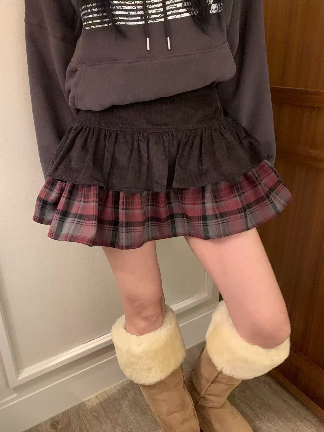 拚格子蛋糕短裙