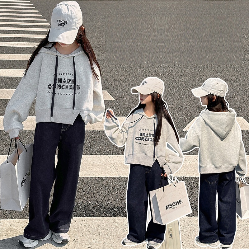 字母下擺開岔抽繩帽T 130-170cm