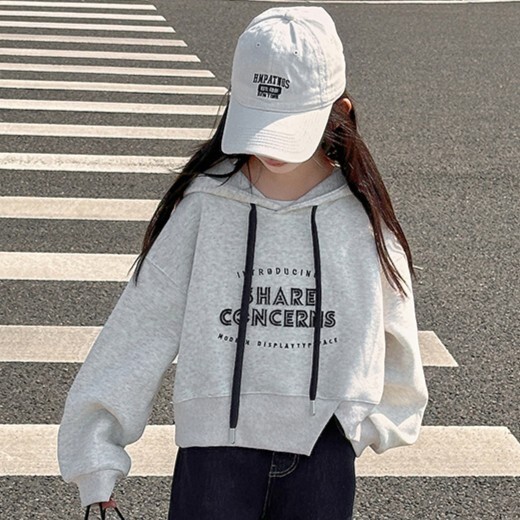 字母下擺開岔抽繩帽T 130-170cm