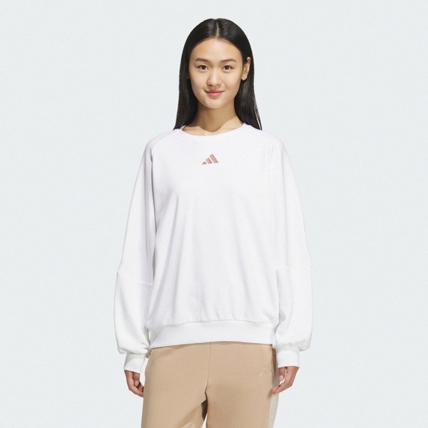 Adidas 愛迪達 Word Ft Crew JZ8448 女 長袖上衣 休閒長袖 白 棕 亞版