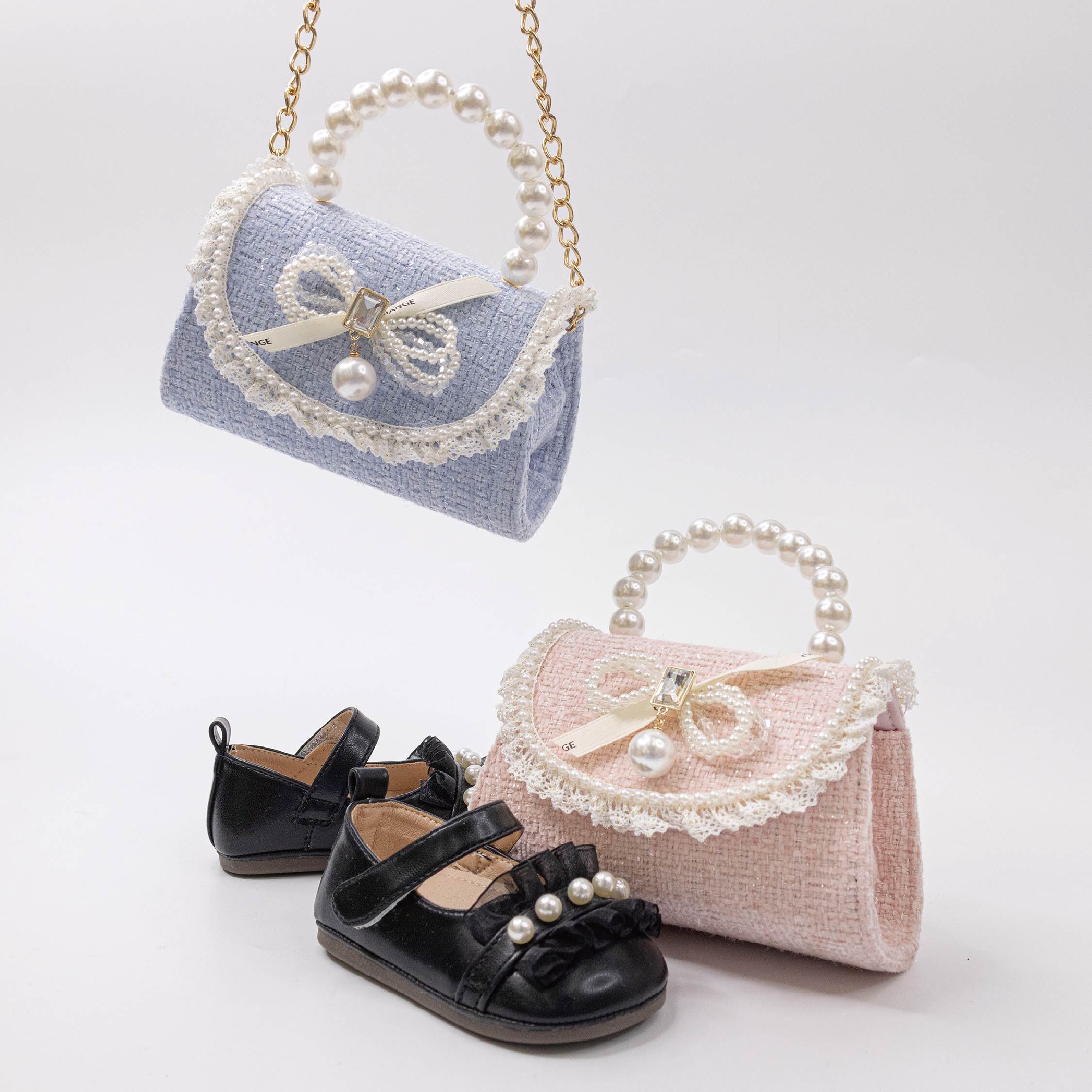 【JA2241】法式方鑽珍珠小提包/斜背包＊二色