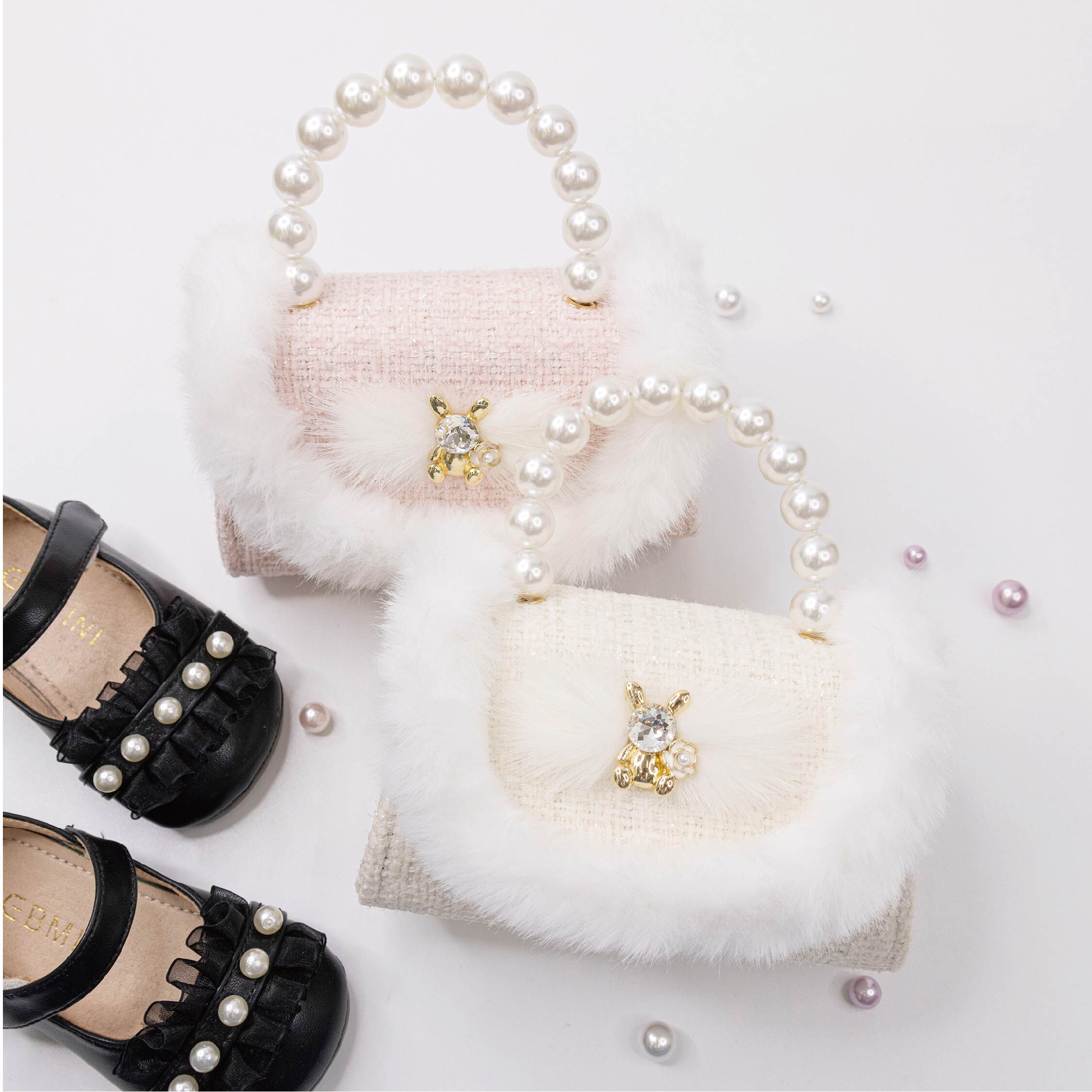 【JA2240】毛絨小香風鑽飾小提包 / 斜背包＊二色