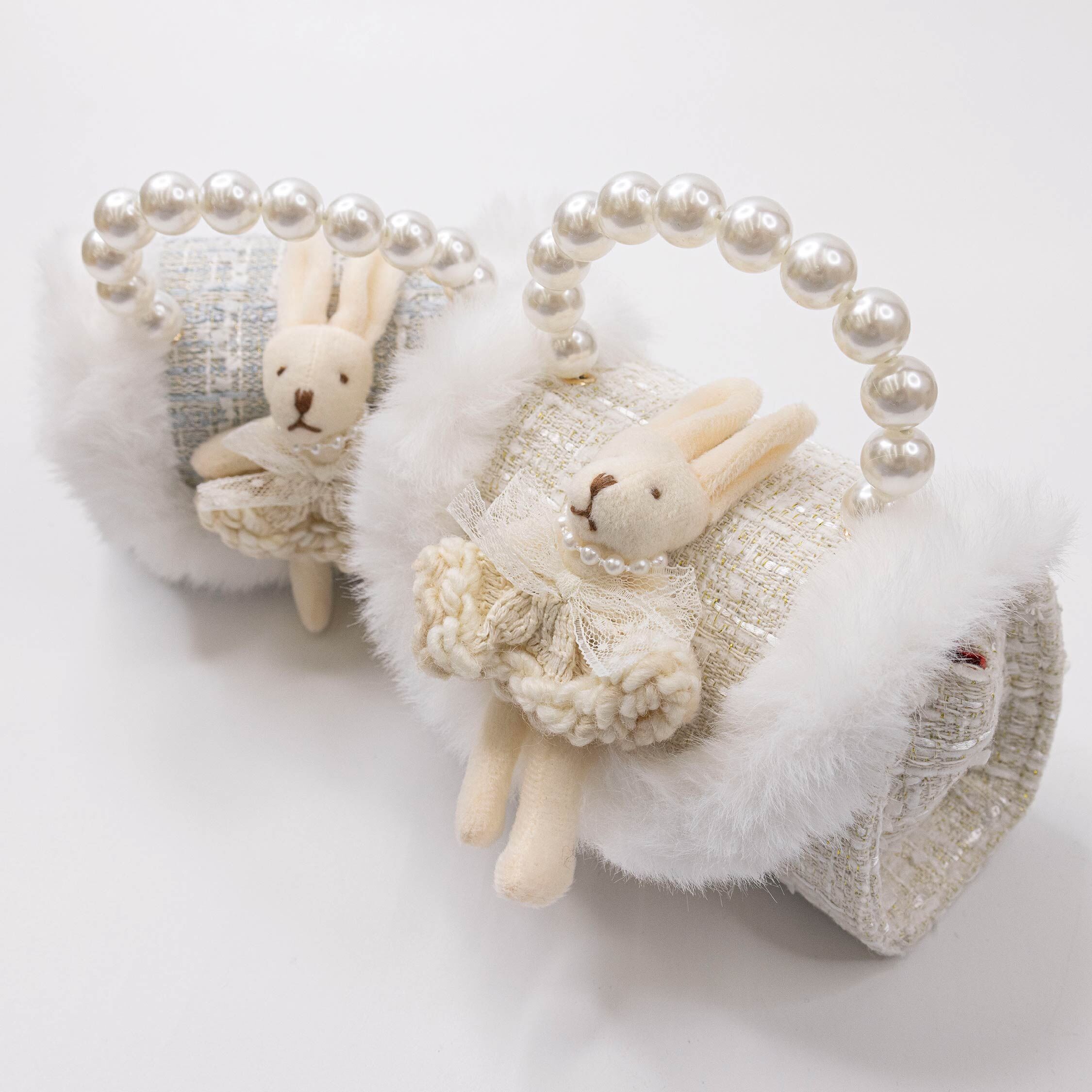 【JA2239】冬季毛絨兔兔毛呢小提包 / 斜背包＊二色