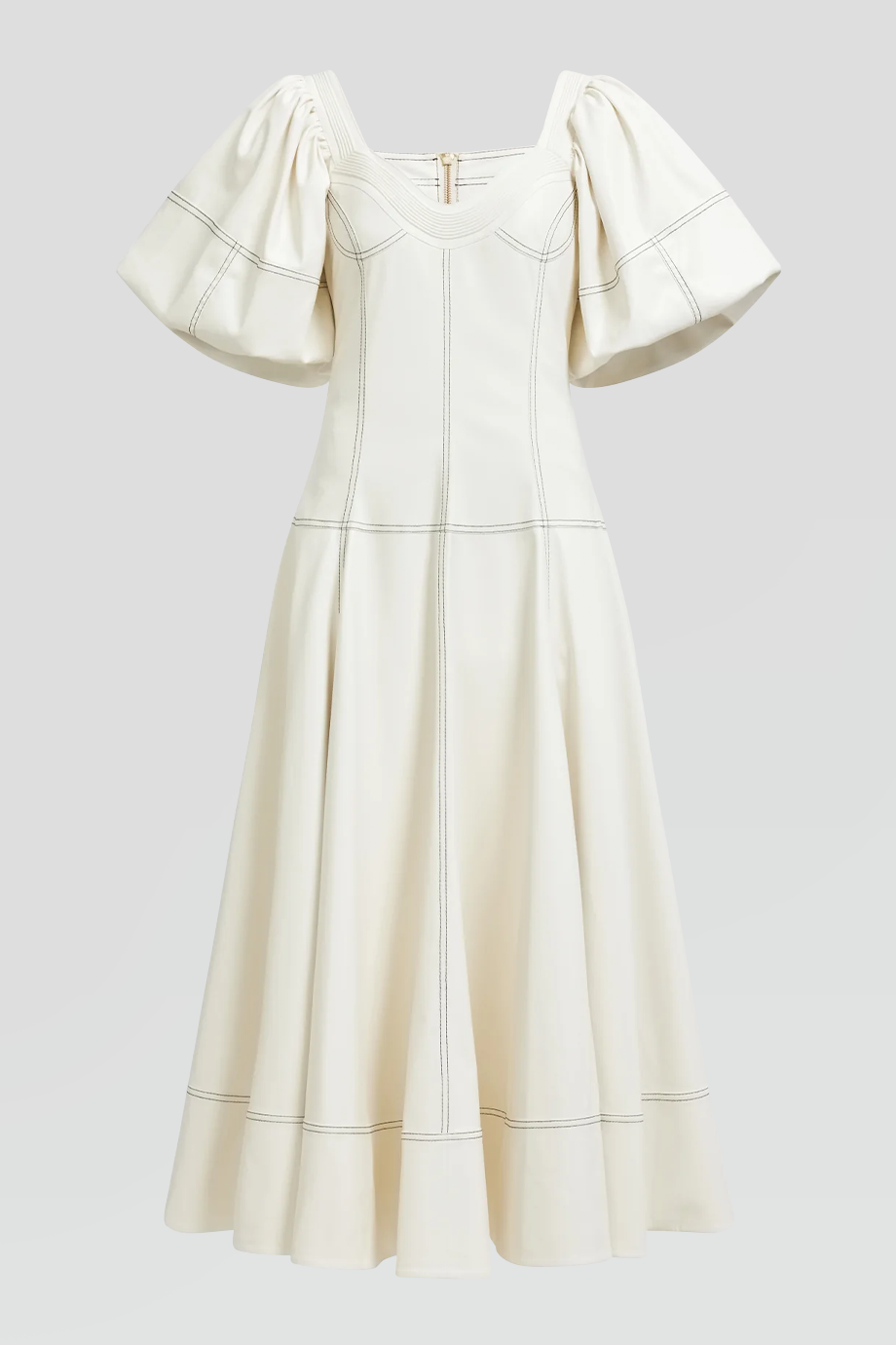 Aje｜ETHER 素皮革澎袖長洋裝