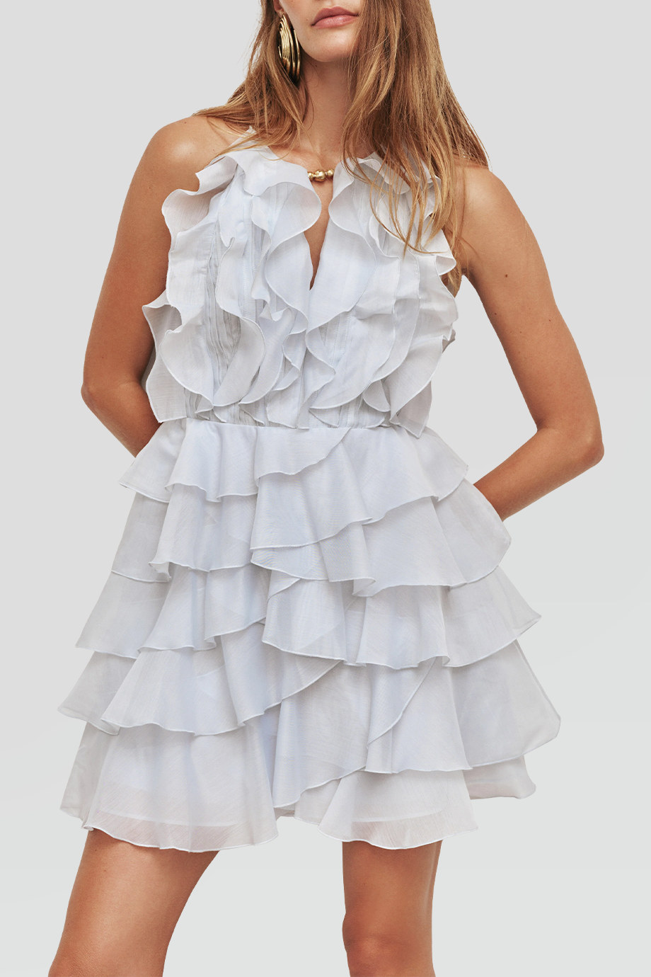 Aje｜CLEO 荷葉造型層次短洋裝