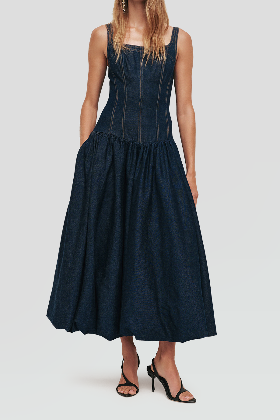 Aje｜BRIAR 肩帶牛仔長洋裝