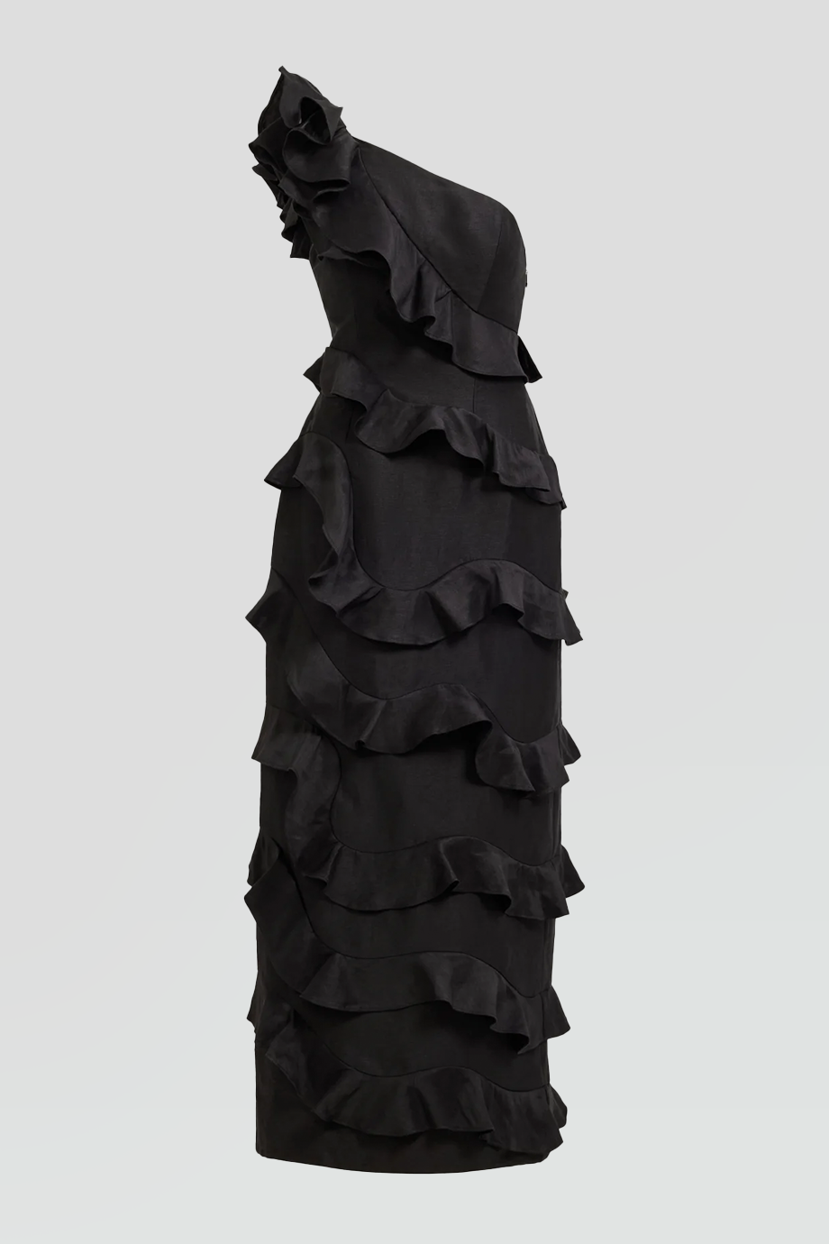 Aje｜ARLEY 單肩層次荷葉長洋裝