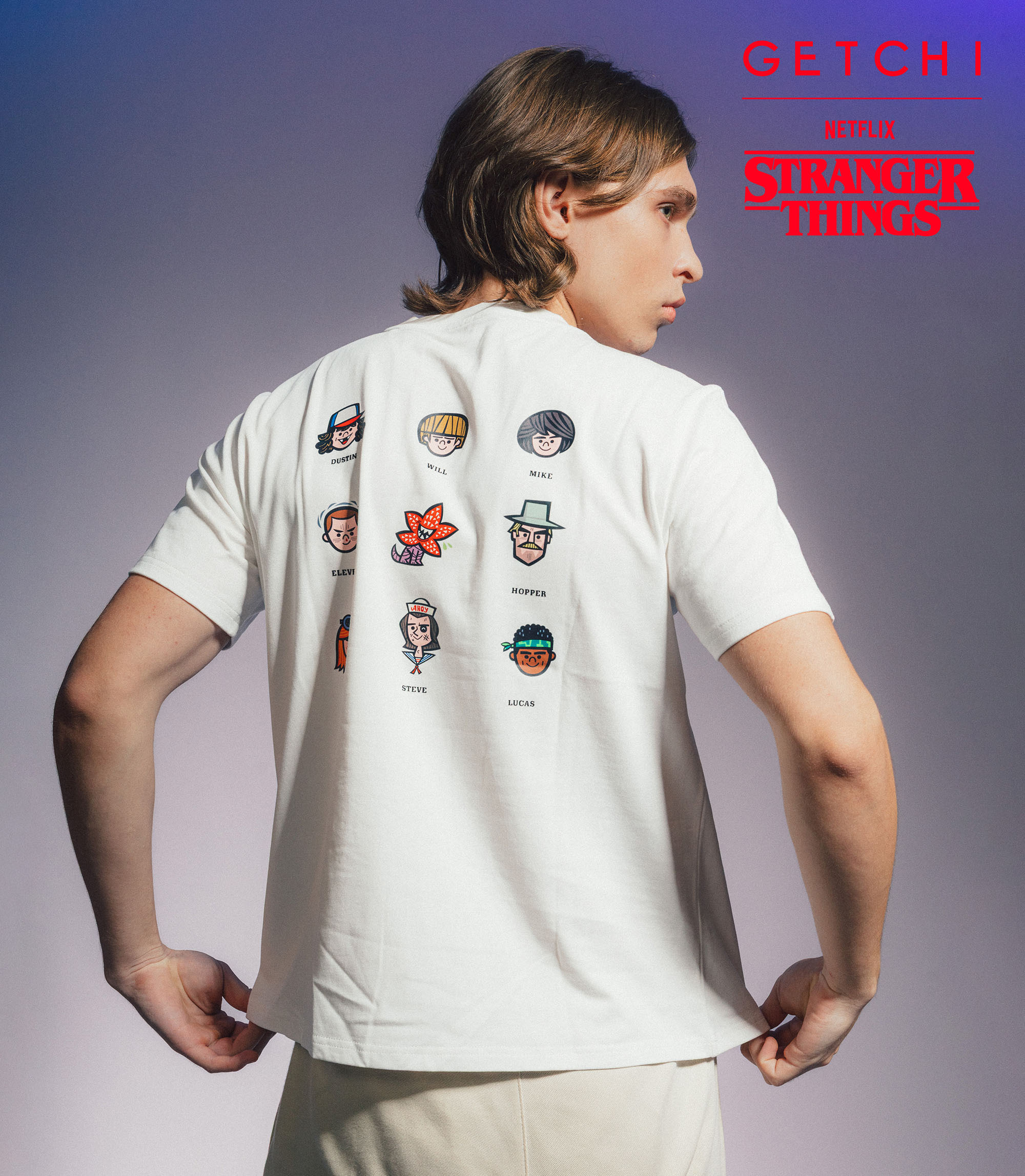 (現貨)Getchi X Stranger Things Friends Forever中性款 Q版人物T恤