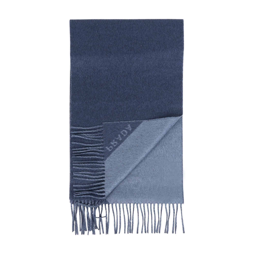 【Prada】雙色雙面喀什米爾羊毛圍巾(波羅的海藍/飛行藍)