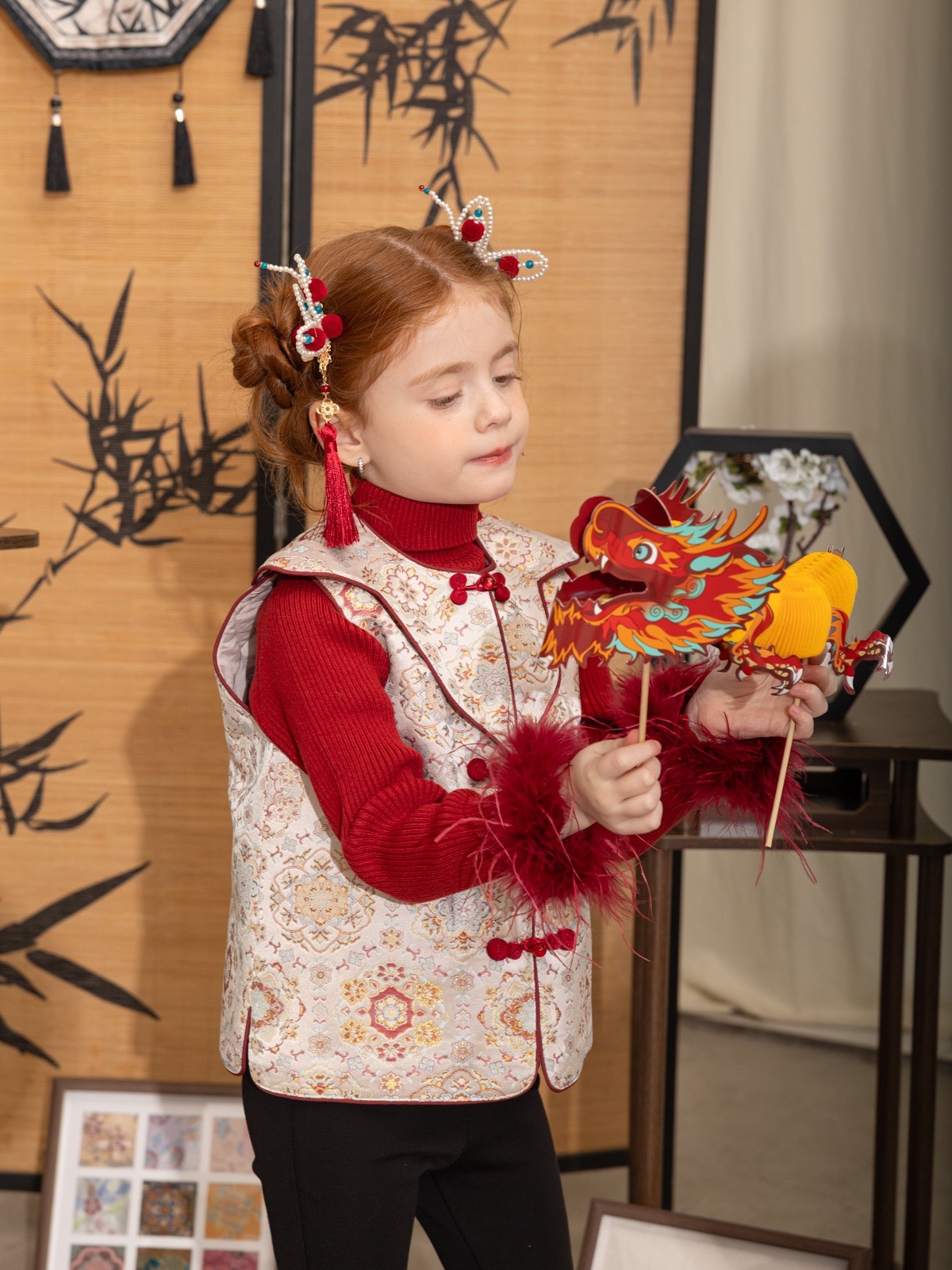 三色富貴千金毛毛內搭上衣