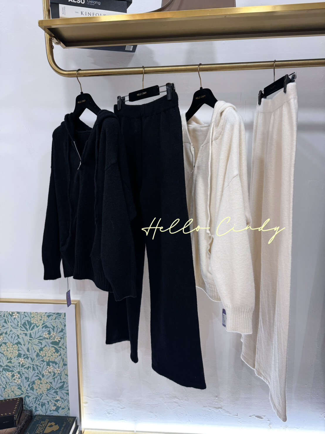 B11132 Cindy自留的超柔軟針織連帽拉鍊外套+ 長褲組