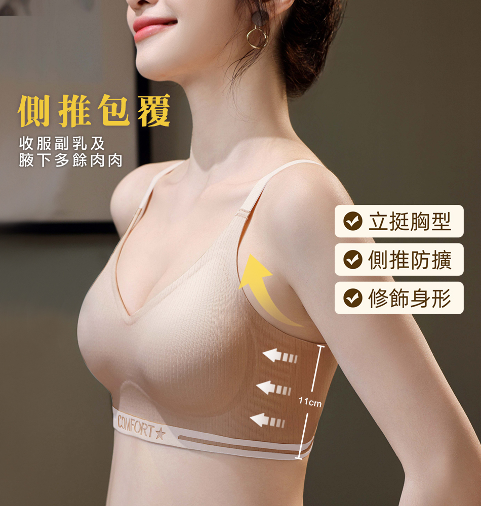 側推包覆防外擴,撫平側邊浮肉