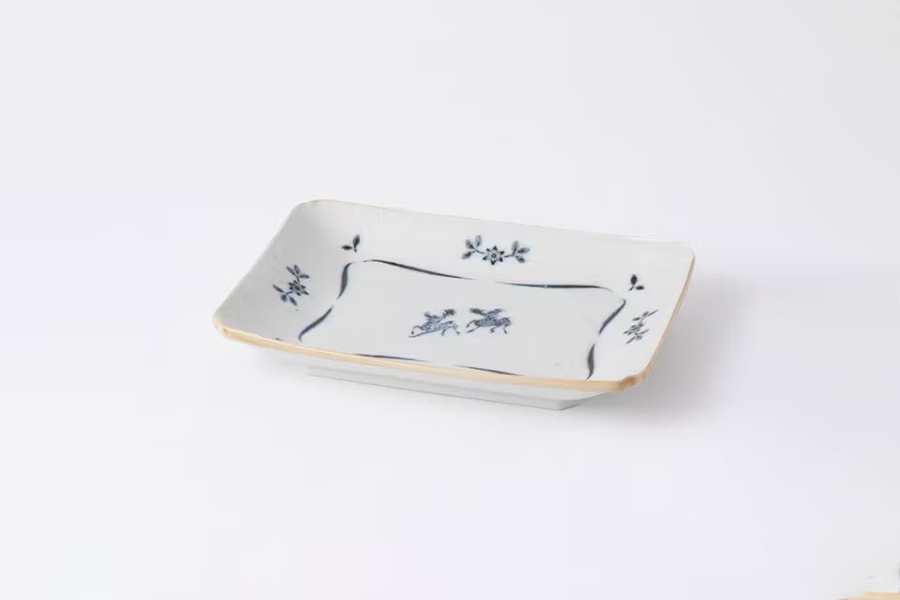 中川政七商店 - 瀨戶燒印判角皿 / 鹿麻草