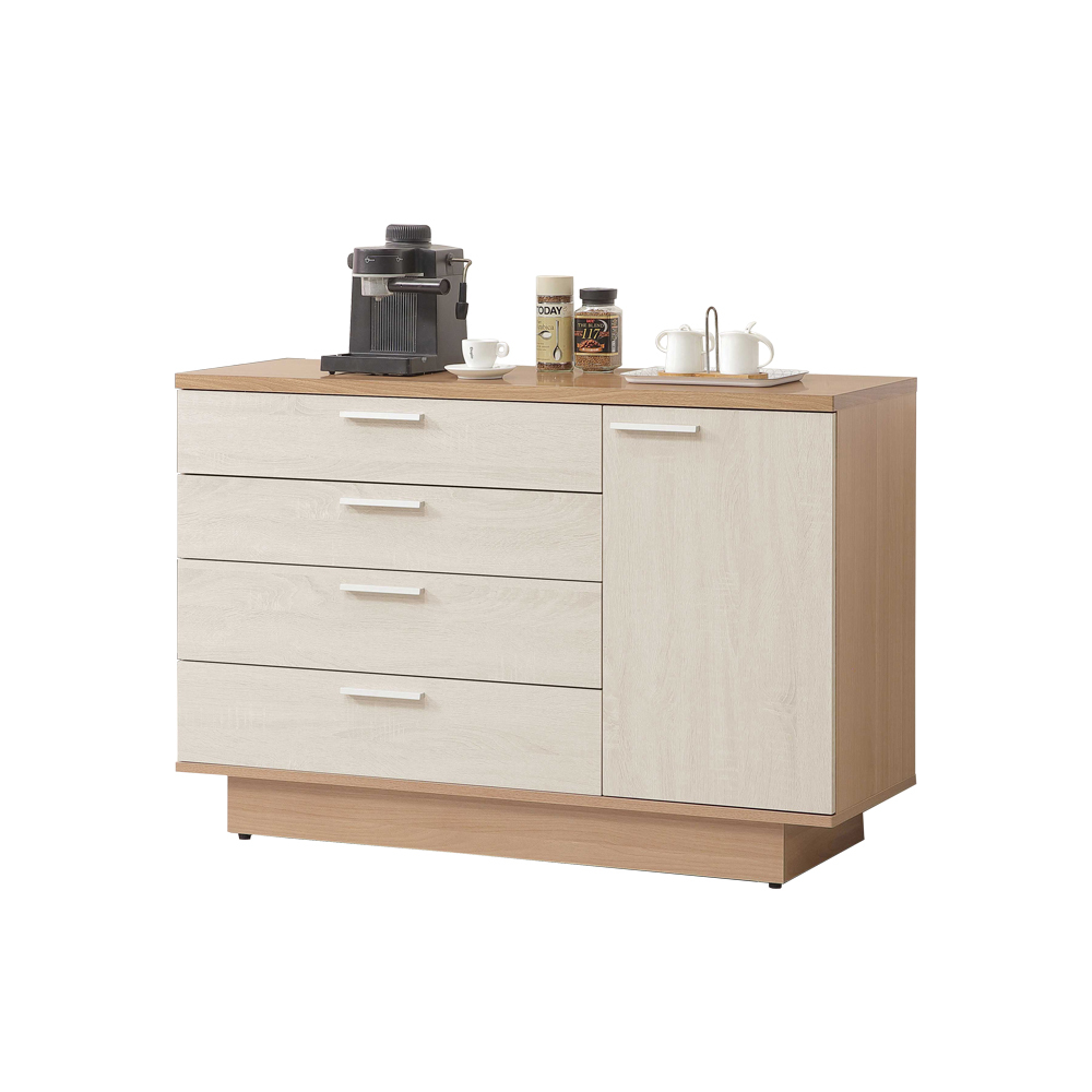 亞莫4尺木面收納餐櫃/碗盤櫃/置物矮櫃/電器櫃/玄關櫃