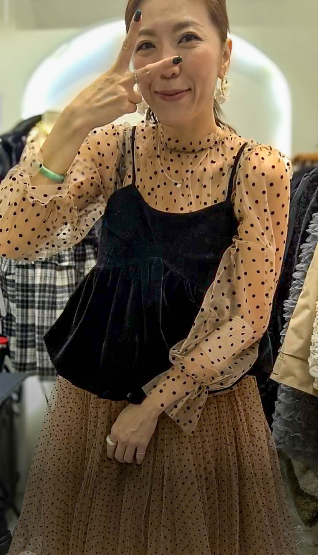🎈K4174  ▶️點點兩件式上衣 👉點點衣服(B:126cm L:53cm) 背心(B:86cm L:51cm)