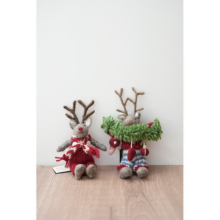 丹麥Gry&Sif 聖誕掛飾-Small Grey Rudolf w/Red Pants(29922)