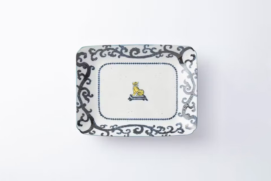 中川政七商店 - 瀨戶燒印判角皿 / 虎唐草