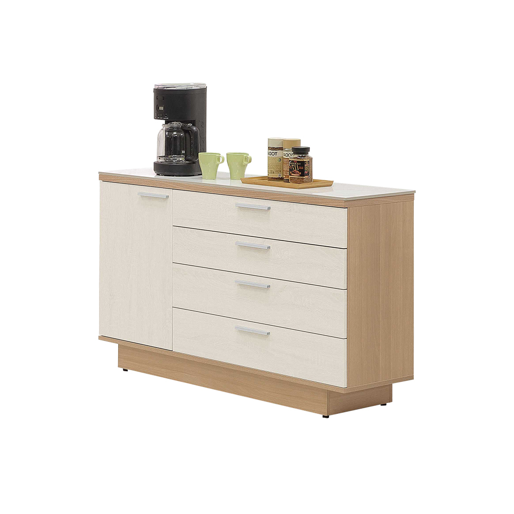 亞莫4尺岩板收納餐櫃/碗盤櫃/置物矮櫃/電器櫃/玄關櫃