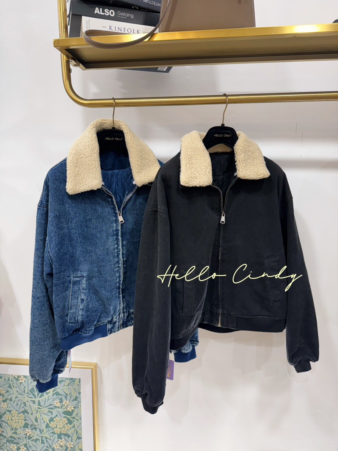 B11146 Cindy很愛的版型超好又顯瘦的微復古毛毛領內菱格鋪棉牛仔外套