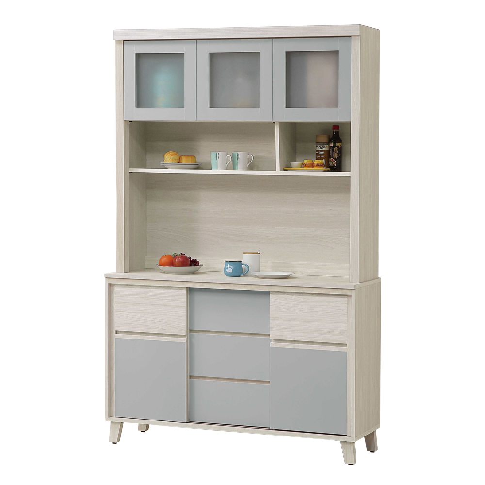 貝奈4尺推門收納高餐櫃/碗盤櫃/電器櫃-附插座(上座+下座)