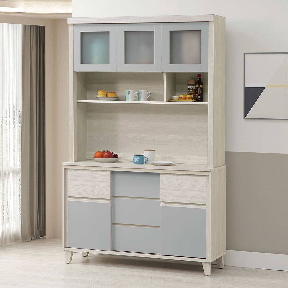 貝奈4尺推門收納高餐櫃/碗盤櫃/電器櫃-附插座(上座+下座)