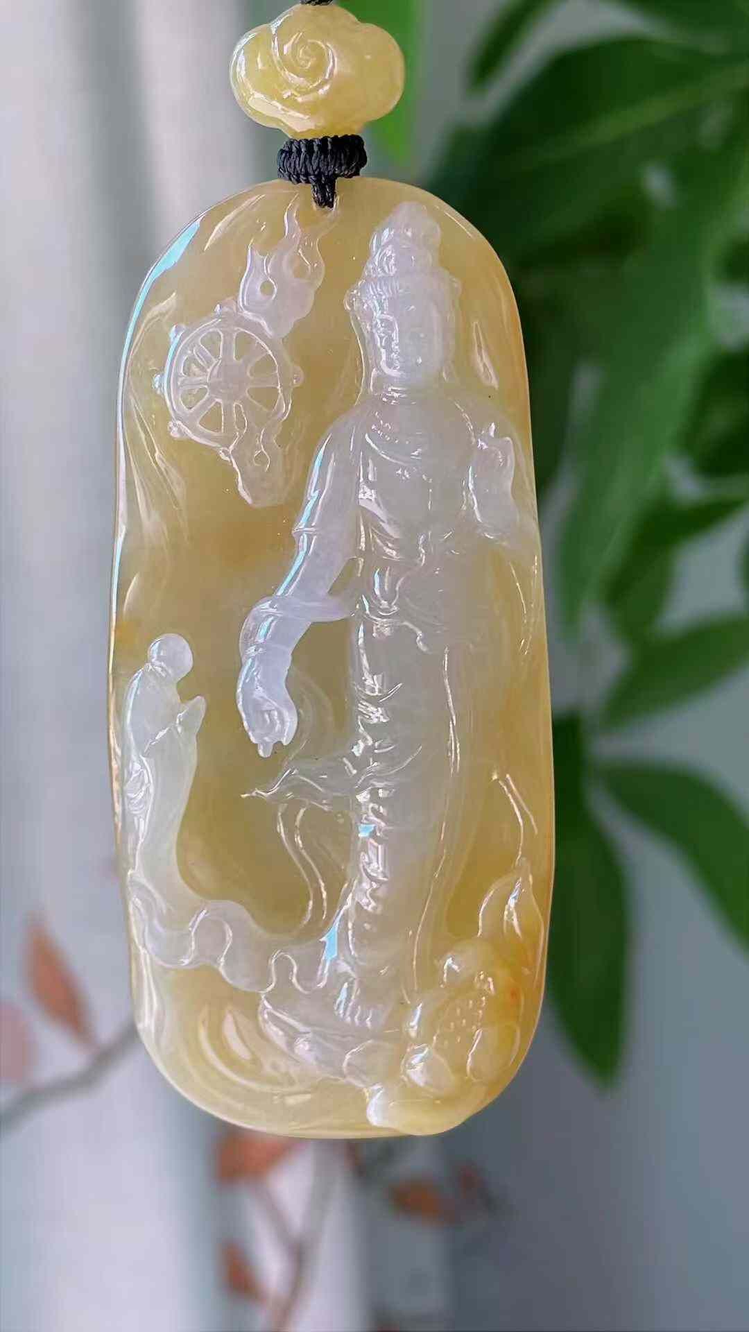 翡翠高冰黃翡觀音,天然翡翠A玉, 緬甸玉, Jade, Jadeite