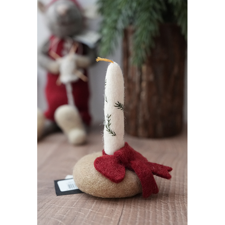 丹麥Gry&Sif 聖誕掛飾-Candle in Holder w/Red Bow(13025)