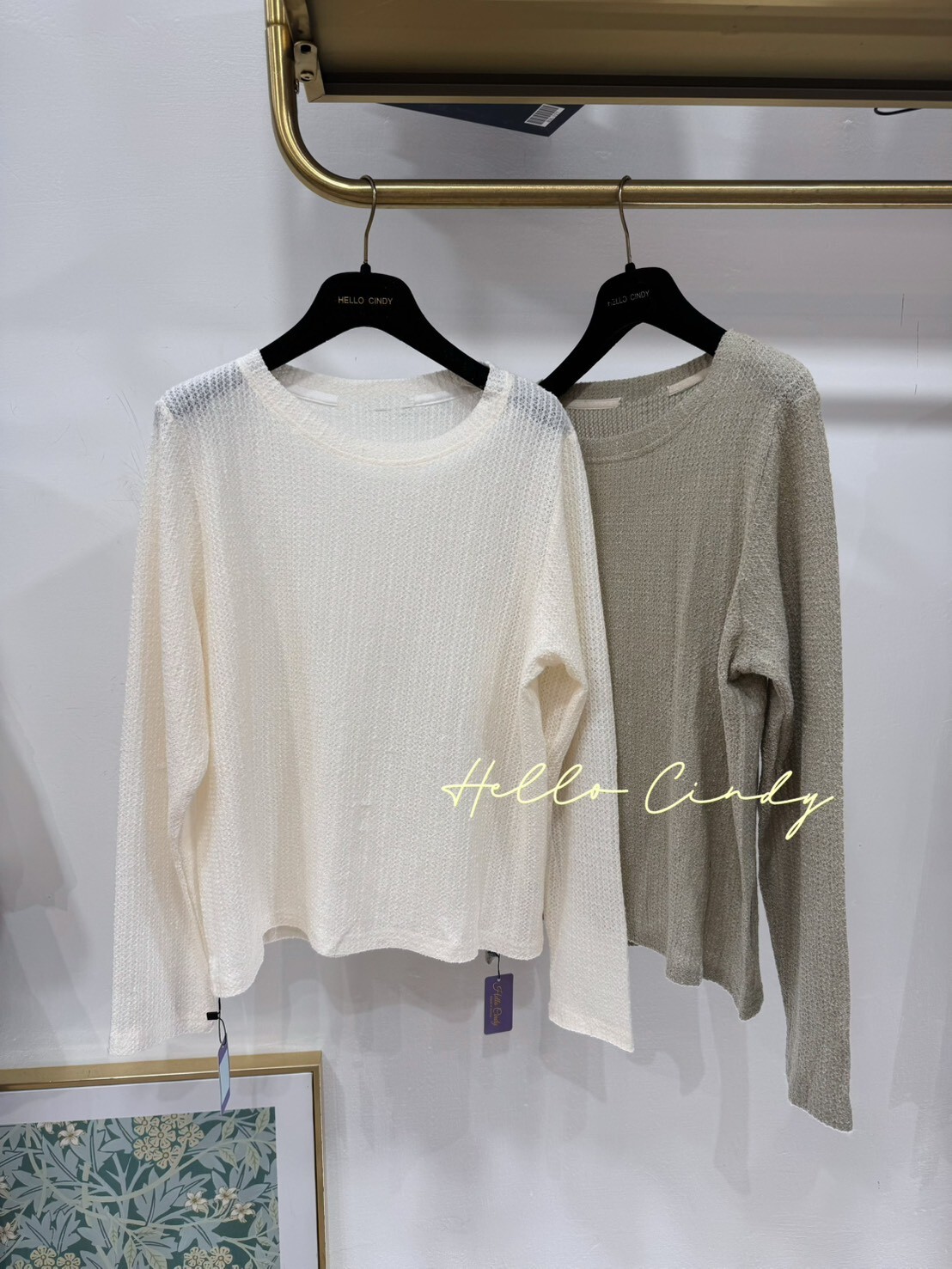 B11158 輕輕柔柔的網格素面款百搭上衣