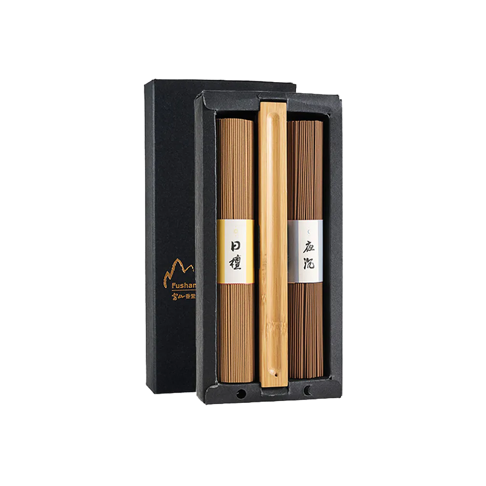 富山香堂日檀夜沉鉑金禮盒205mm 日檀醒腦夜檀沉心臥香禮盒老山沉香200g