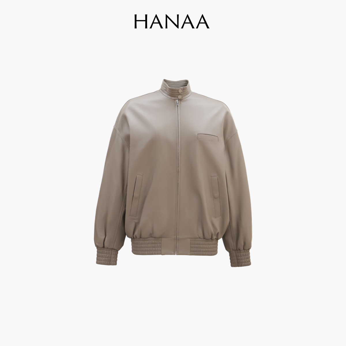 HANAA 新款英國進口羊皮立領夾棉夾克