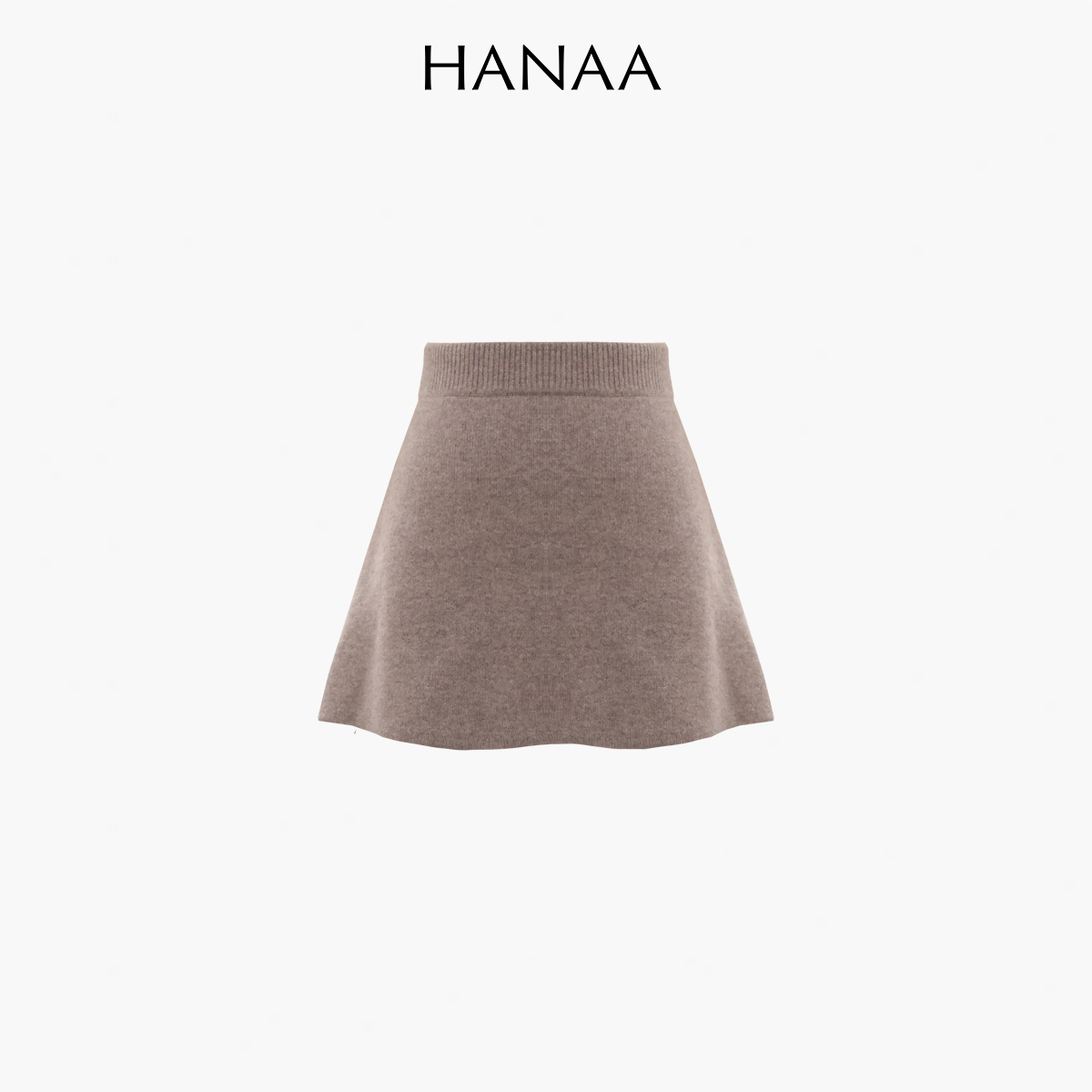 HANAA 新款100%羊絨A字廓形針織短裙