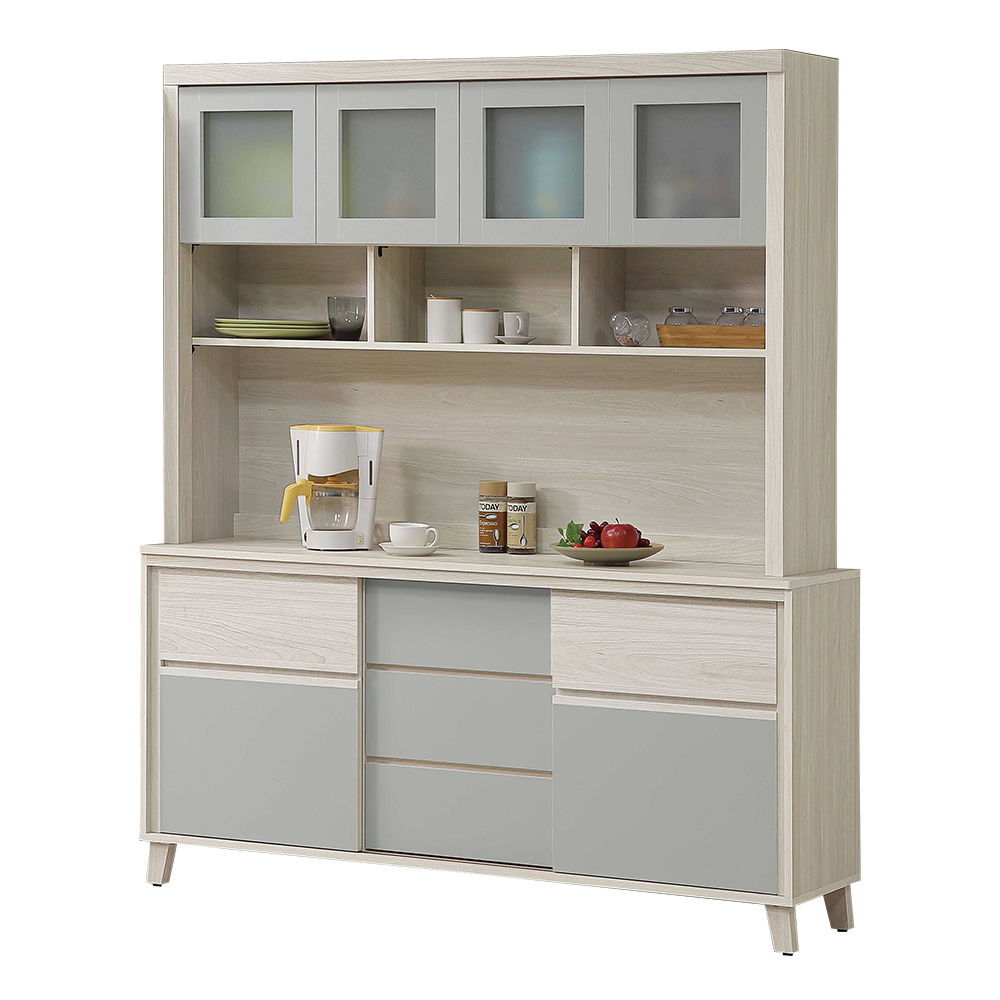 貝奈5.3尺推門收納高餐櫃/碗盤櫃/電器櫃-附插座(上座+下座)