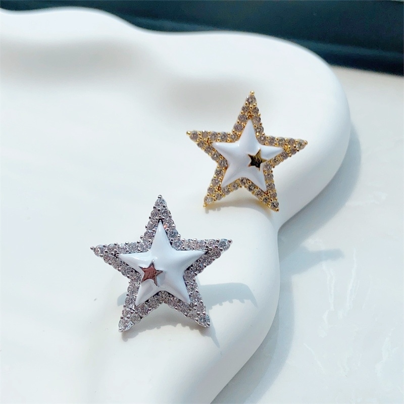 鑲鑽琺瑯星星胸針