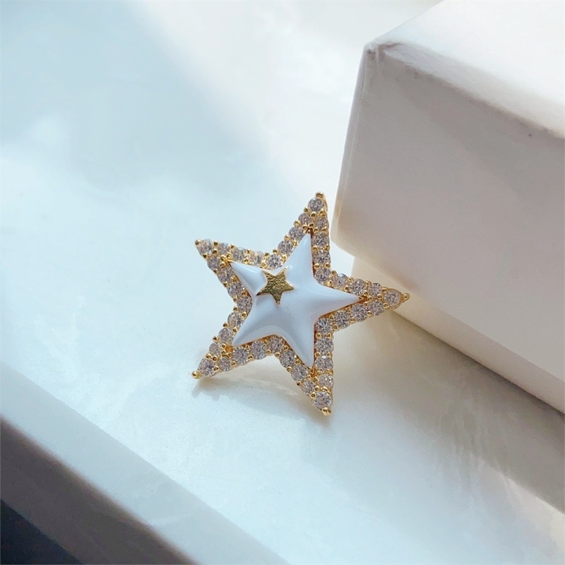 鑲鑽琺瑯星星胸針