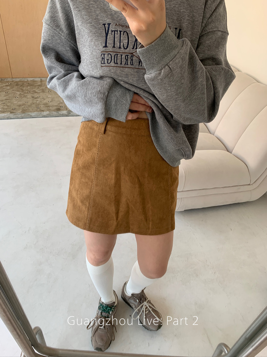 (B13)車線設計麂皮短裙-2色