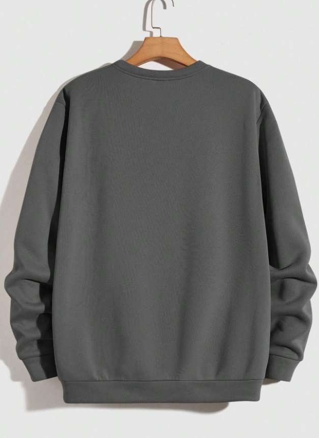 KADMAX大尺碼-男士字母印花灰色彈力大學TEE〈KSMS2656〉