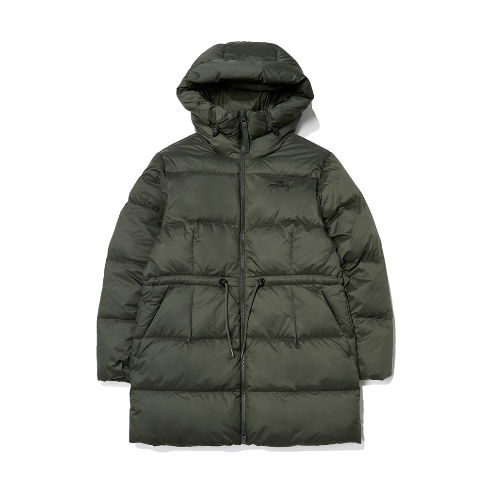 【EIDER】女輕量保暖長版鵝絨外套-[卡其綠、經典黑] / 23EDWW23549