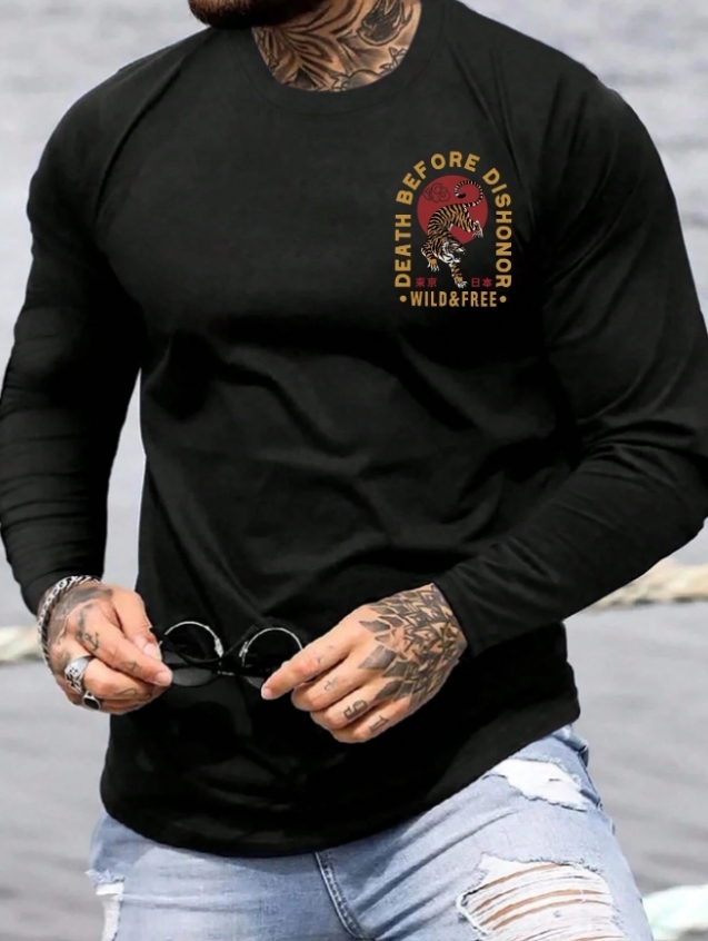 KADMAX大尺碼-大碼男老虎潮流英文大學TEE〈KSMS2658〉