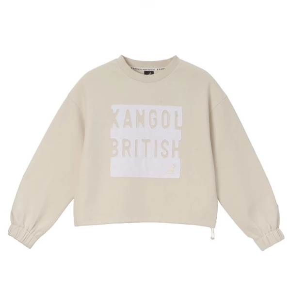 KANGOL 大學T 米白 灰 藍 貼布繡花 長T 女 6452100101 6452100110 6452100182