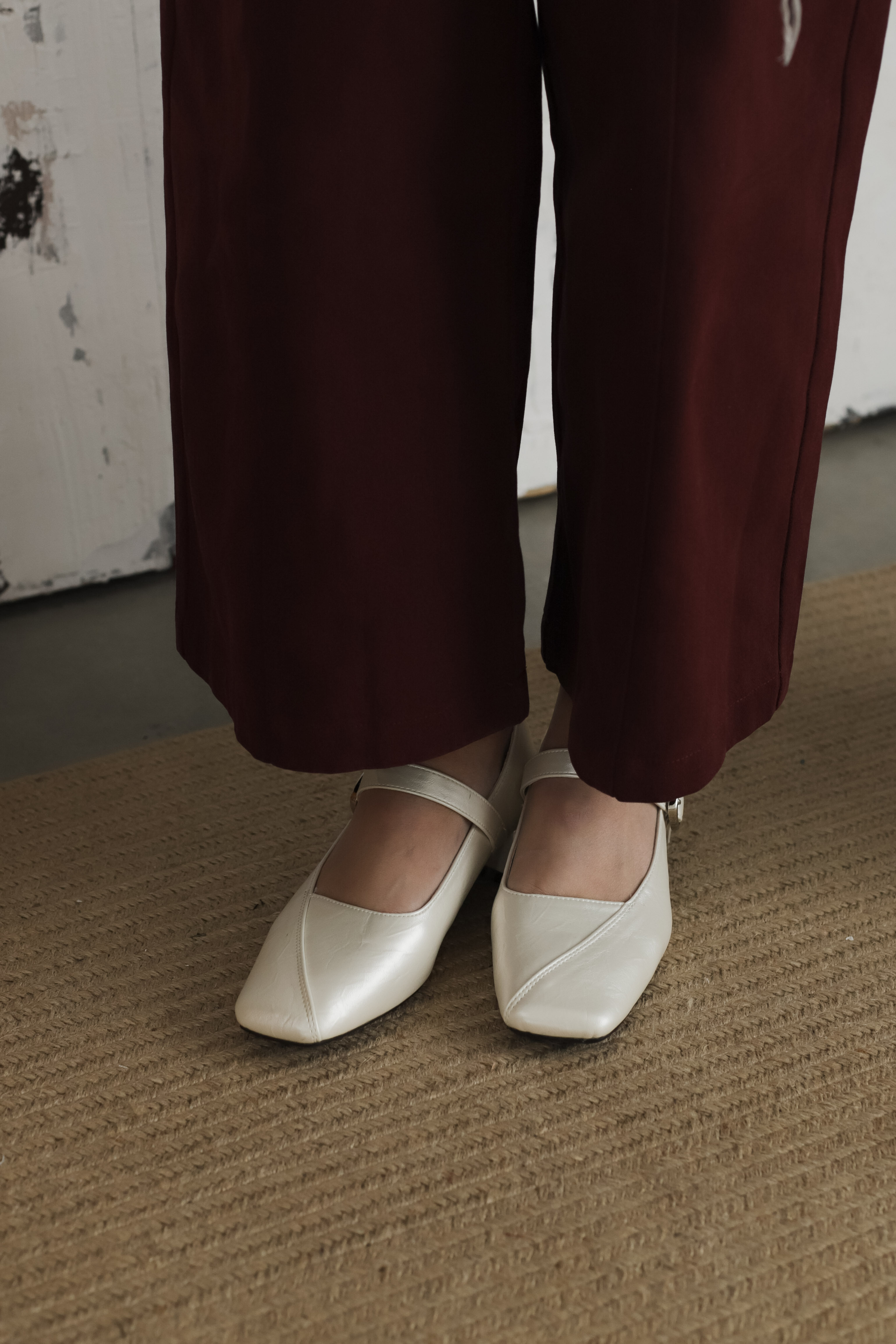 Mikha Square Toe Mary Janes Beige  -SH088BEI