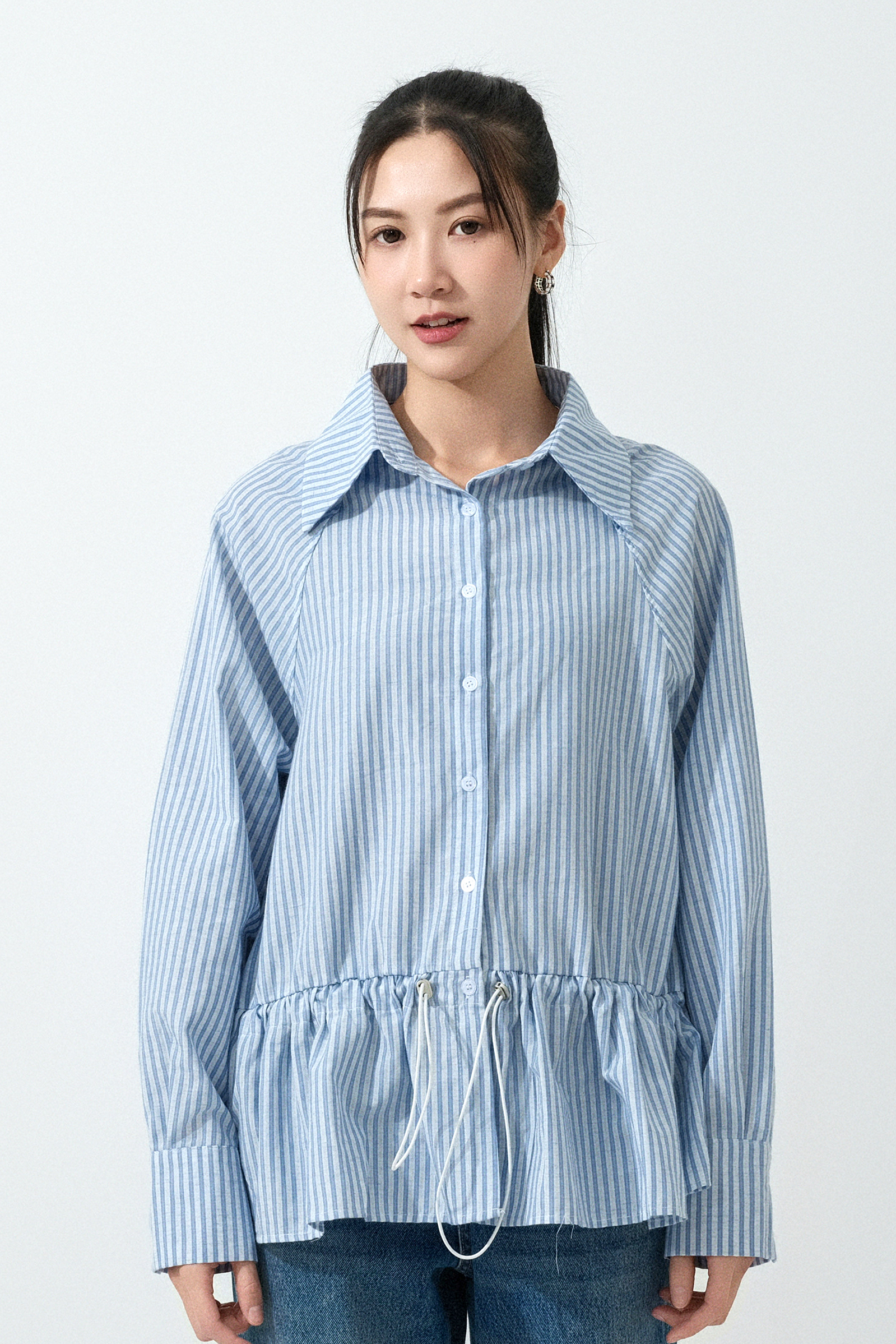 條子束腰繩傘腳恤衫 (預購產品）