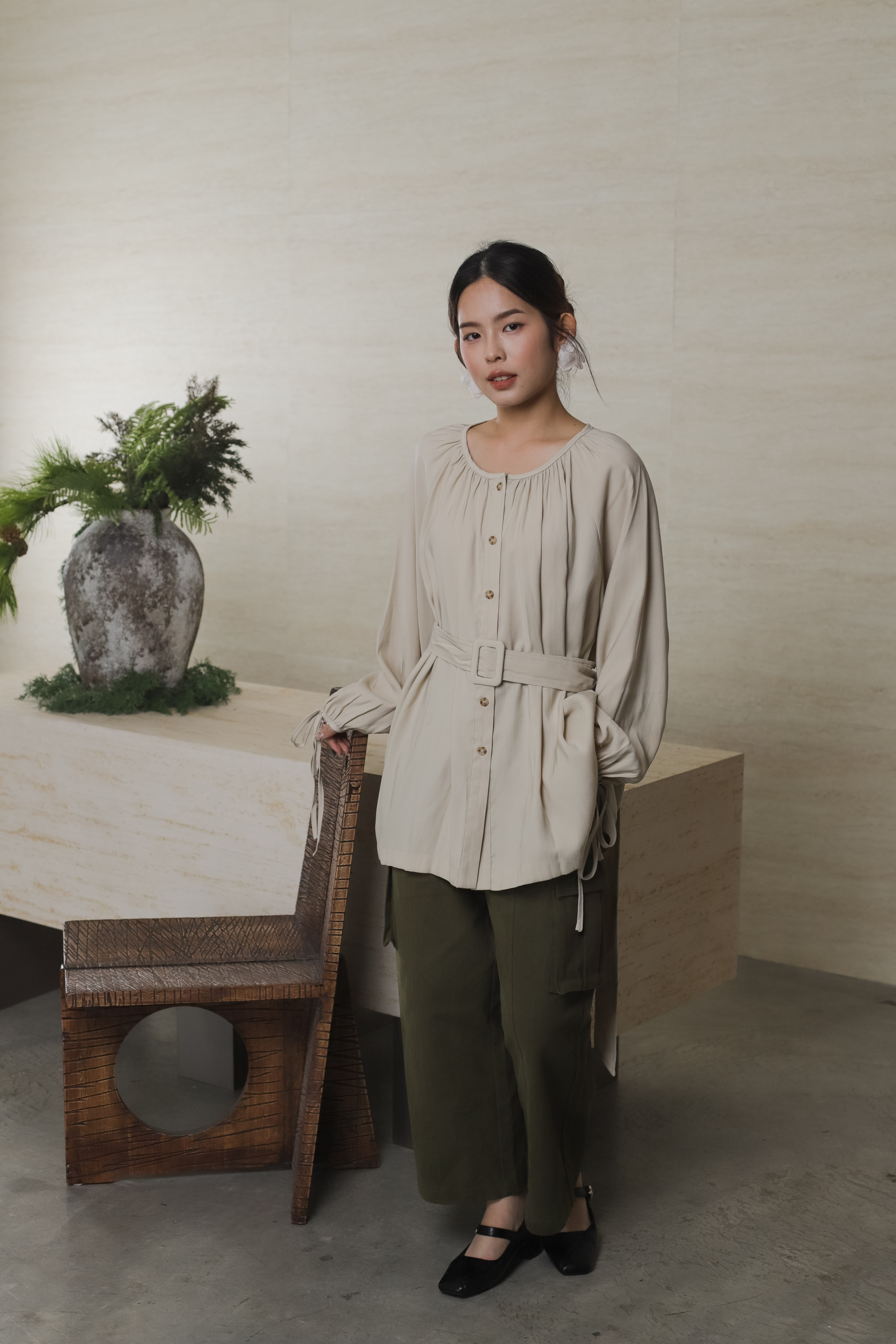 Quina Boatneck Blouse Sand -2576BSSAN